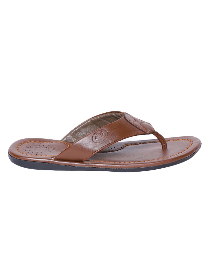 tan leather toe separator slippers - 16889244 - Zoom Image - 2