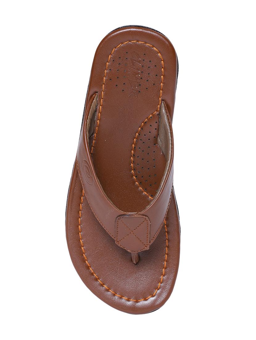 tan leather toe separator slippers - 16889244 - Zoom Image - 4