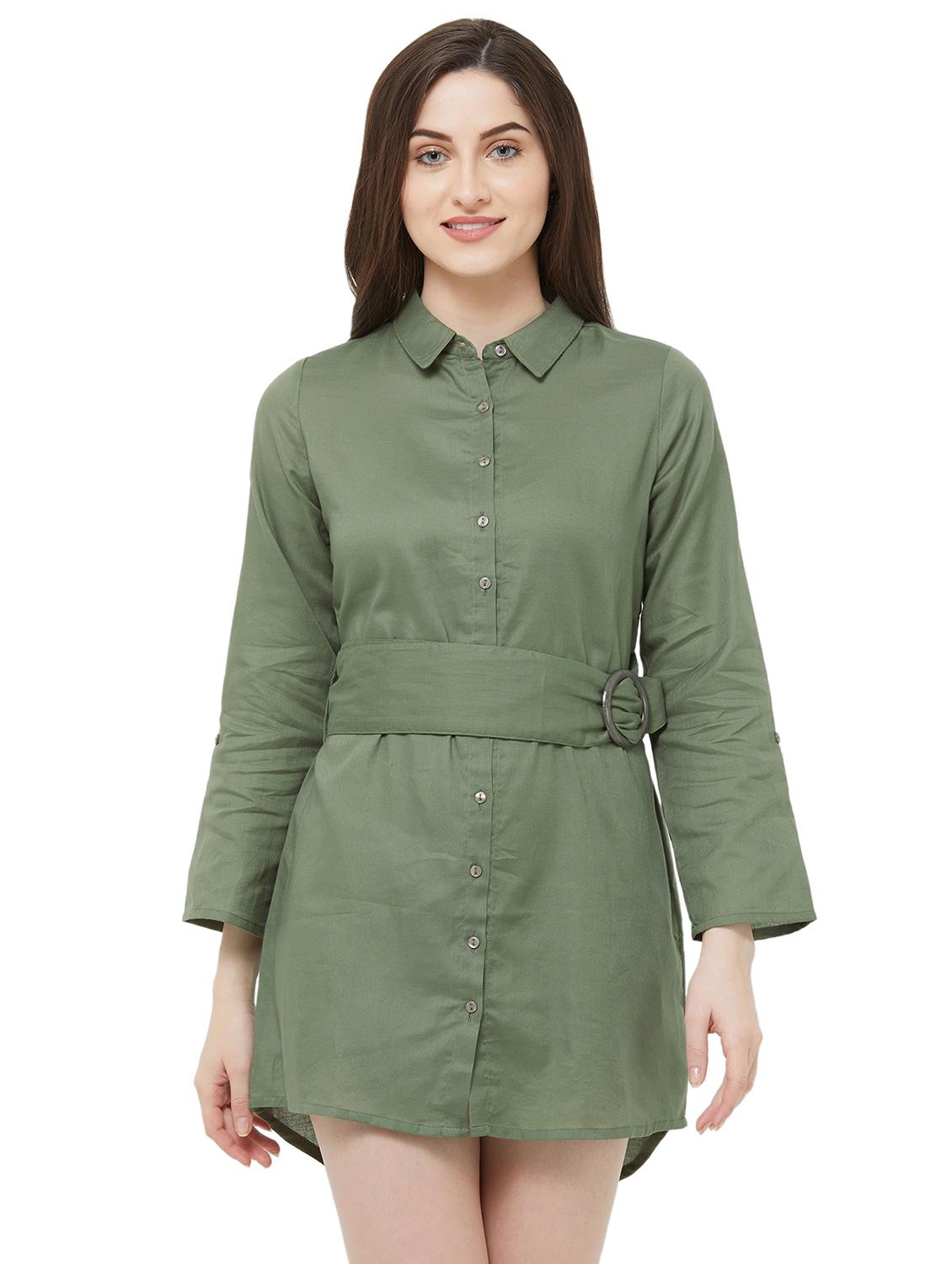button-up belted high-low dress - 16889259 - Zoom Image - 1