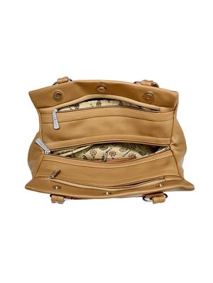 brown leatherette (pu) combo handbag - 16889298 - Standard Image - 4