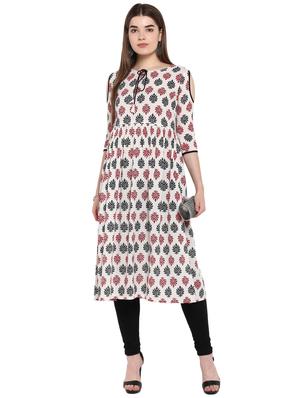 printed a-line kurta - 16889534 - Standard Image - 4