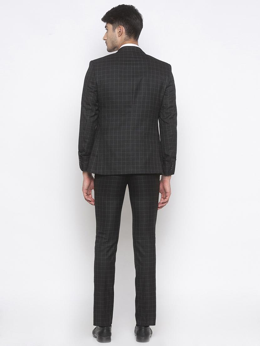 black checkered single breasted formal blazer - 16889567 - Zoom Image - 3