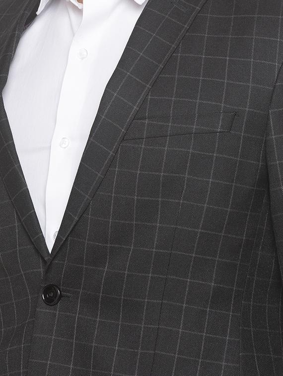 black checkered single breasted formal blazer - 16889567 - Zoom Image - 4