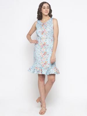 round neck floral a-line dress - 16889793 - Standard Image - 4