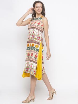 round neck floral a-line dress - 16889798 - Standard Image - 2