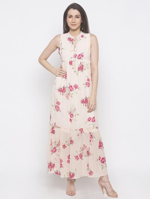 tie up neck floral maxi dress - 16889808 - Standard Image - 1
