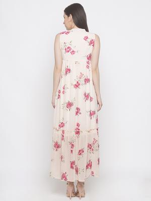 tie up neck floral maxi dress - 16889808 - Standard Image - 3