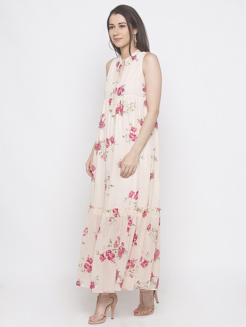 tie up neck floral maxi dress - 16889808 - Zoom Image - 2
