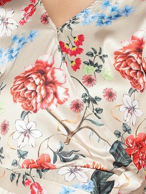 overlap neck floral wrap dress - 16889809 - Standard Image - 4