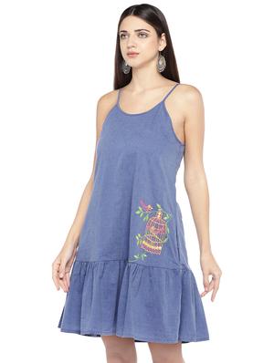 cami neck embroidered detail a-line dress - 16889829 - Standard Image - 2