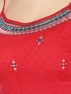 embroidered detail cami neck a-line dress - 16889832 - Standard Image - 4