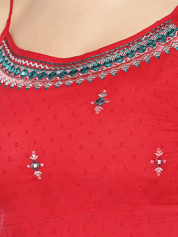 embroidered detail cami neck a-line dress - 16889832 - Zoom Image - 4