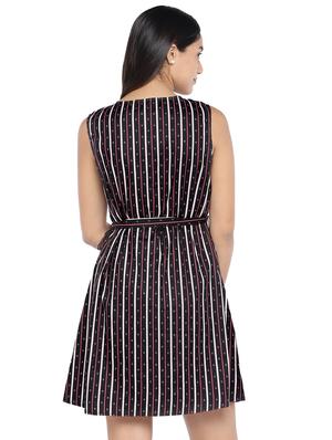 tie front striped a-line dress - 16889849 - Standard Image - 3