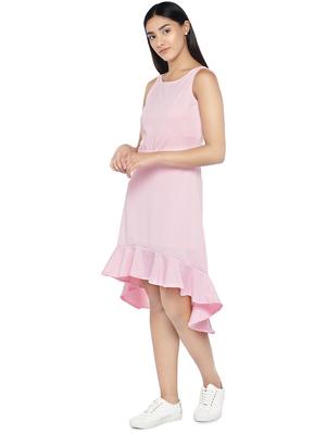 round neck a-line high low dress - 16889853 - Standard Image - 2