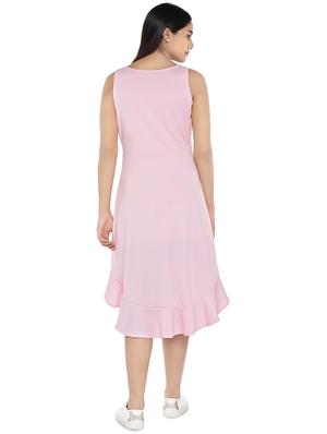 round neck a-line high low dress - 16889853 - Standard Image - 3