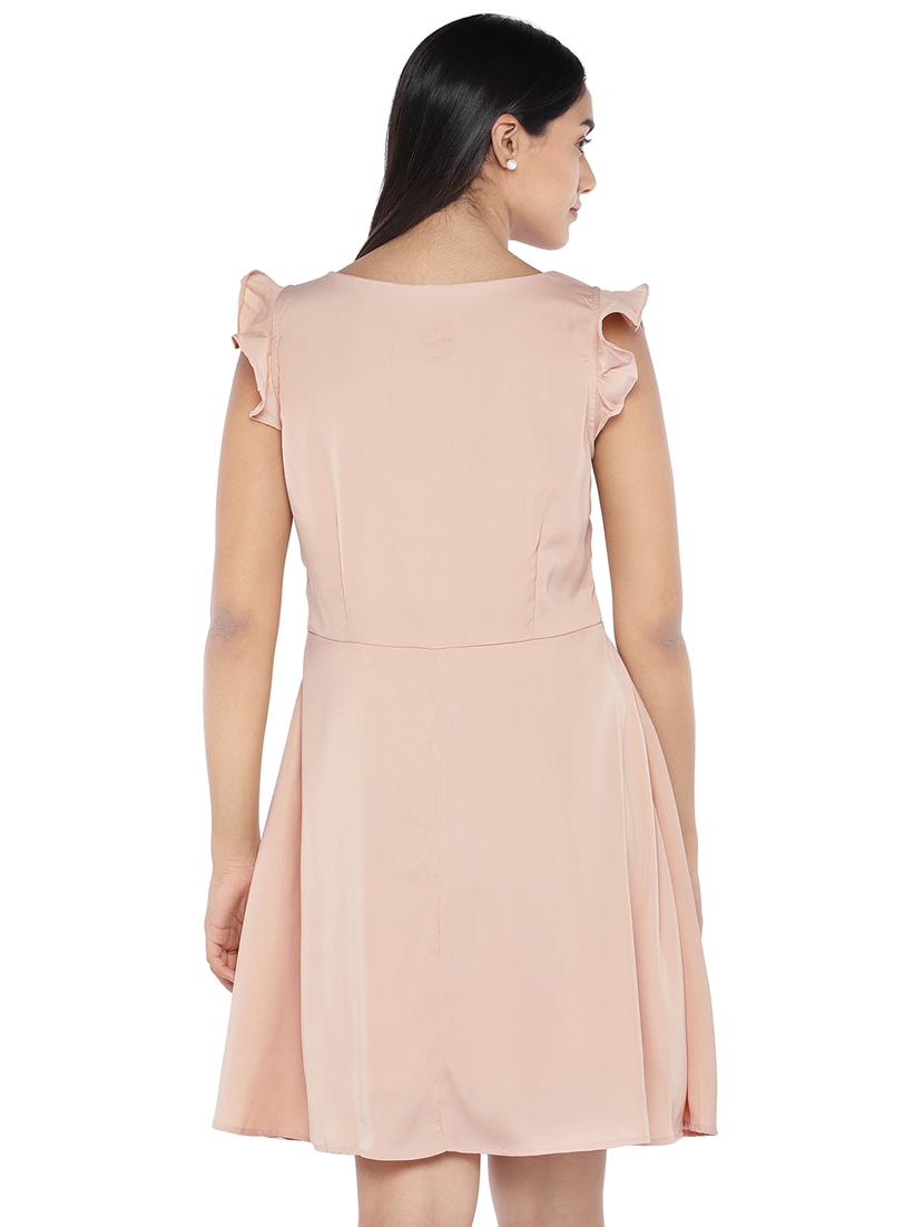 round neck solid a-line dress dress - 16889863 - Zoom Image - 3