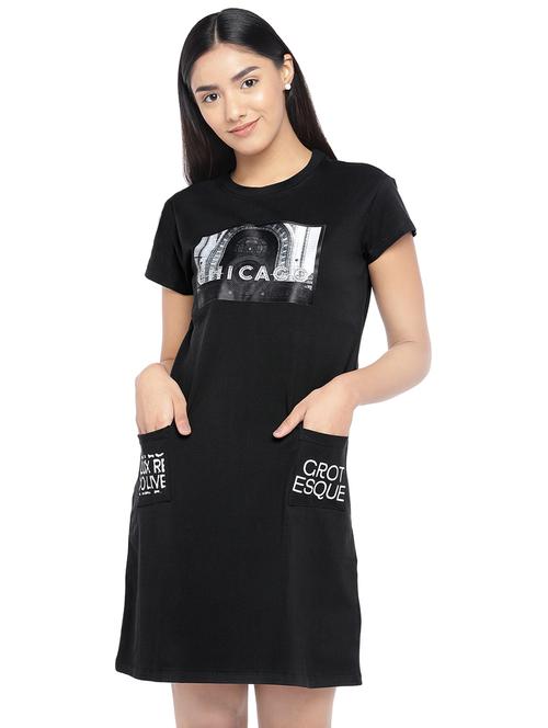 crew neck graphic a-line dress - 16889869 - Standard Image - 1