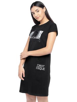 crew neck graphic a-line dress - 16889869 - Standard Image - 2