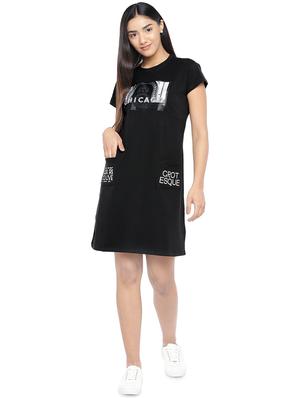 crew neck graphic a-line dress - 16889869 - Standard Image - 4