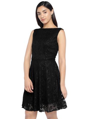 boat neck laced fit & flare dress - 16889877 - Standard Image - 2