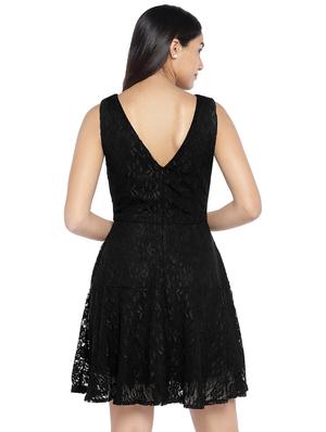 boat neck laced fit & flare dress - 16889877 - Standard Image - 3