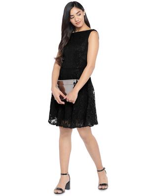 boat neck laced fit & flare dress - 16889877 - Standard Image - 4