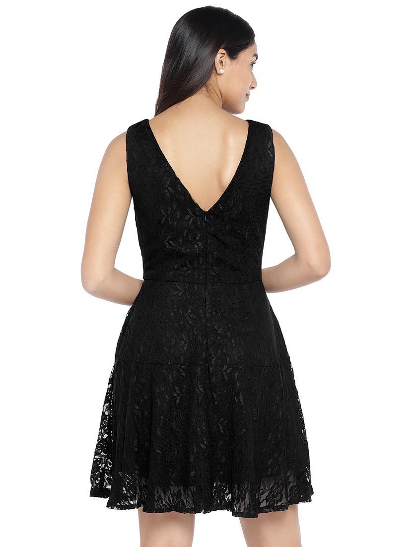 boat neck laced fit & flare dress - 16889877 - Zoom Image - 3