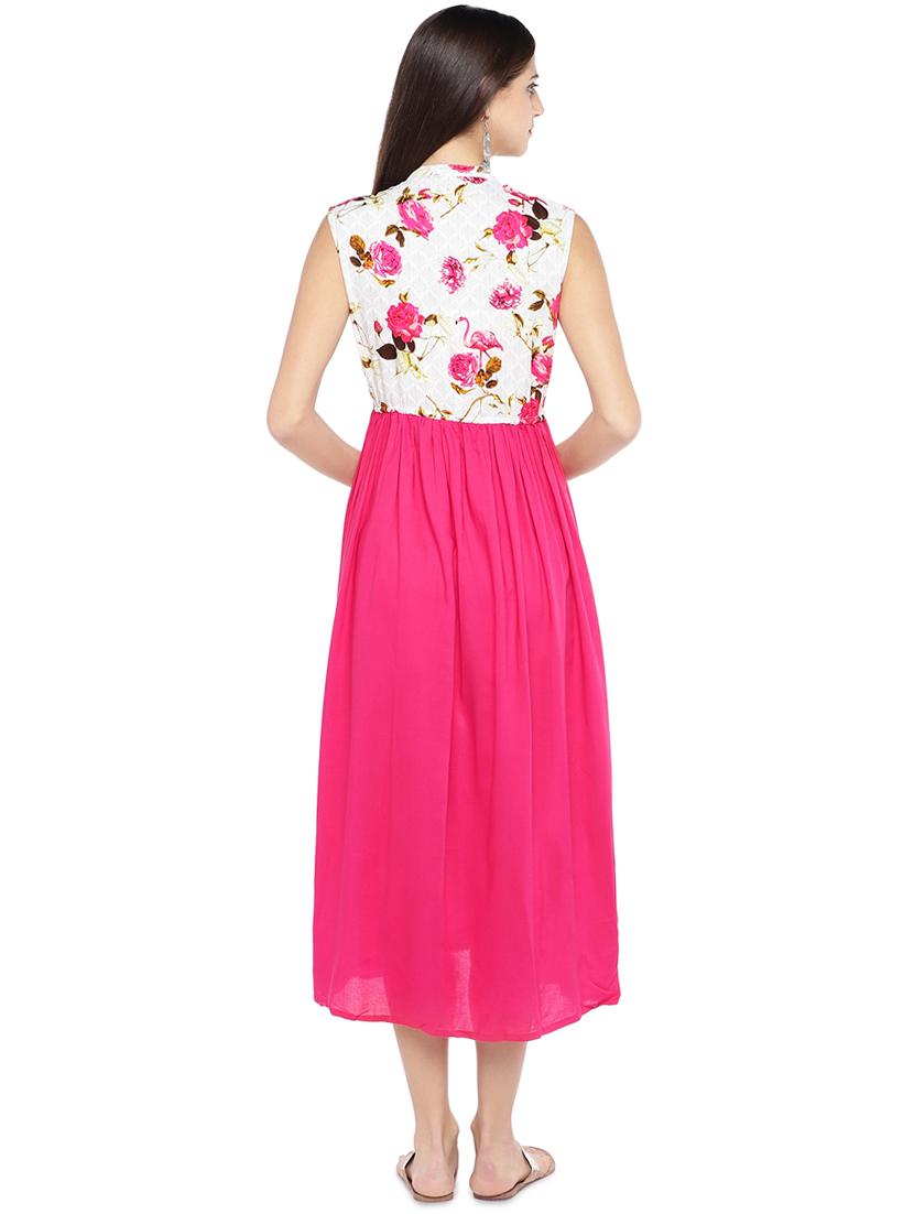 mandarin neck gathered fit & flare dress - 16889883 - Zoom Image - 3