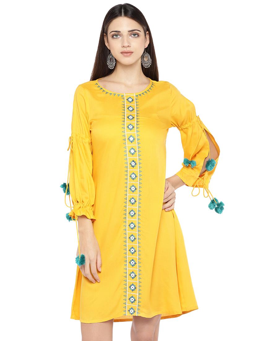 pom pom detail a-line dress - 16889891 - Zoom Image - 1