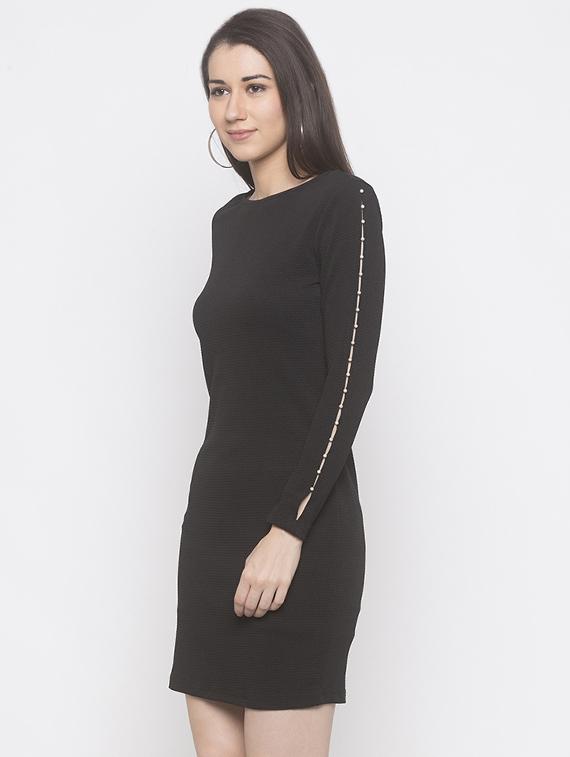 pearl embellished sleeved bodycon dress - 16889892 - Zoom Image - 2