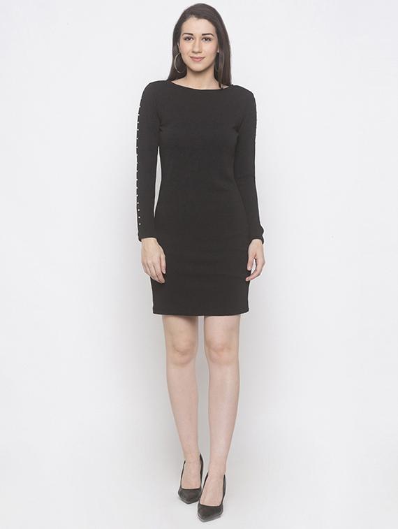 pearl embellished sleeved bodycon dress - 16889892 - Zoom Image - 4