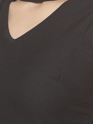 choker neck gathered fit & flare dress - 16889895 - Standard Image - 5