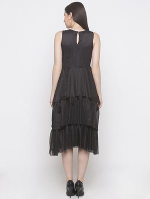 round neck layered fit & flare dress - 16889897 - Standard Image - 3