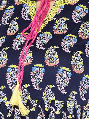 tie up neck paisley fit & flare dress - 16889900 - Standard Image - 4