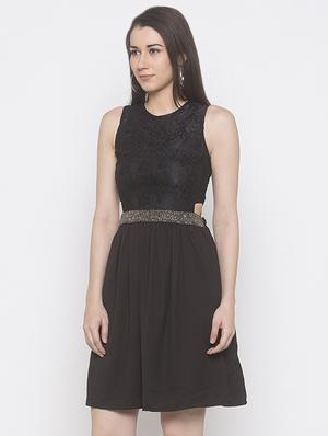 round neck belted a-line dress - 16889909 - Standard Image - 2