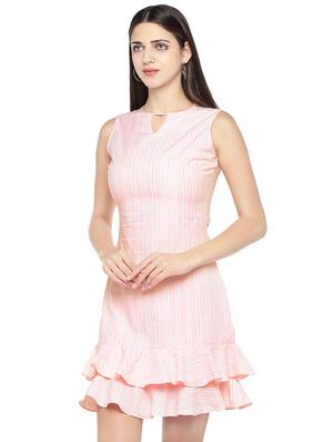 key hole neck striped a-line dress - 16889917 - Standard Image - 2