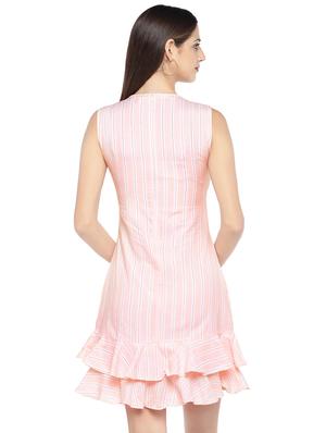 key hole neck striped a-line dress - 16889917 - Standard Image - 3