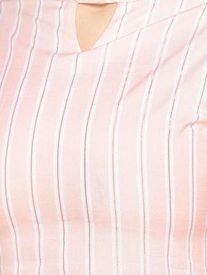 key hole neck striped a-line dress - 16889917 - Standard Image - 5