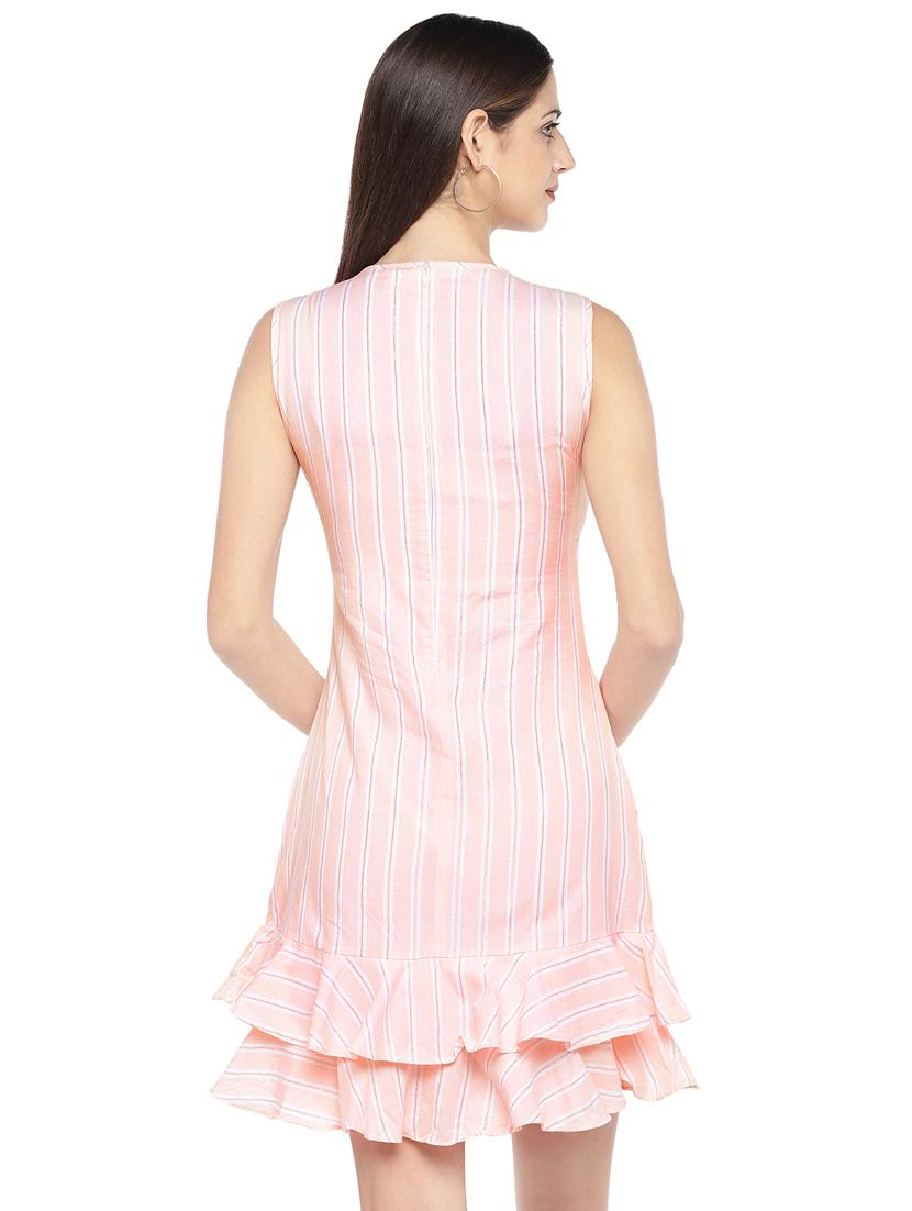 key hole neck striped a-line dress - 16889917 - Zoom Image - 3