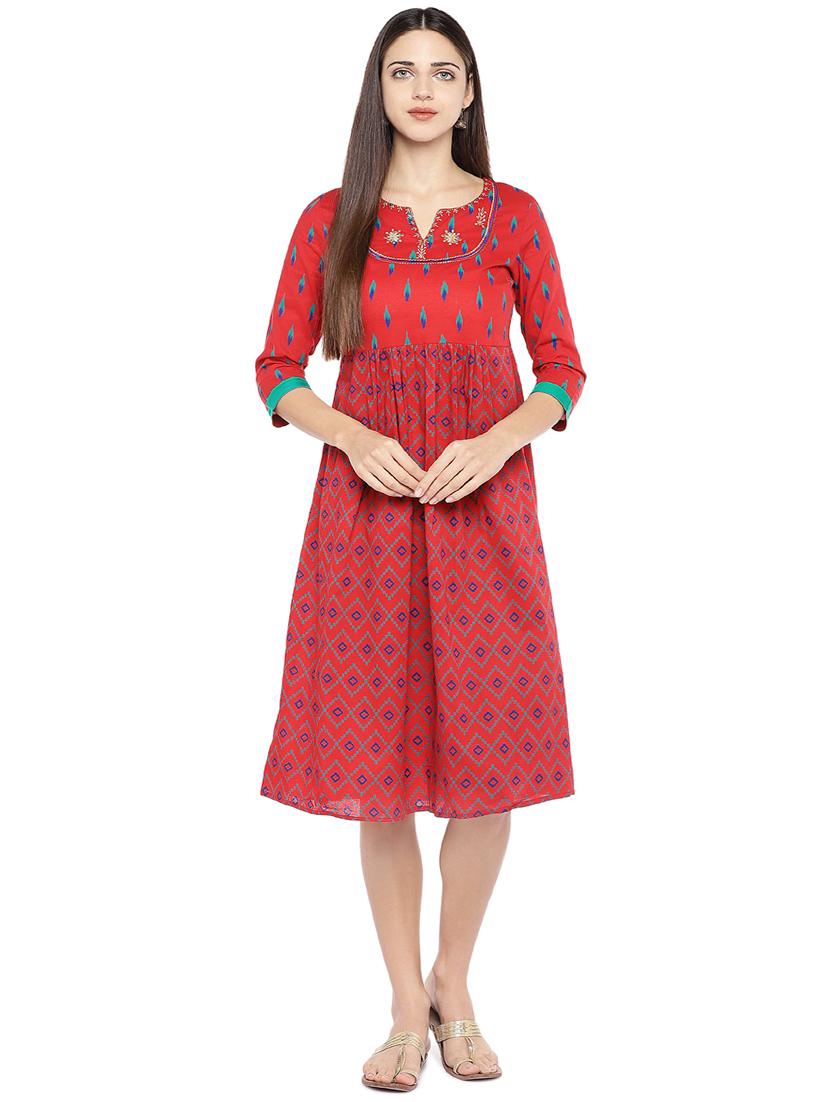 red cotton empire line dress - 16889918 - Zoom Image - 1