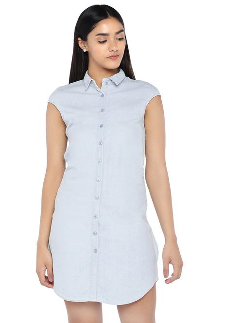 tie back solid shirt dress - 16889922 - Standard Image - 1