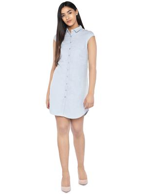 tie back solid shirt dress - 16889922 - Standard Image - 4