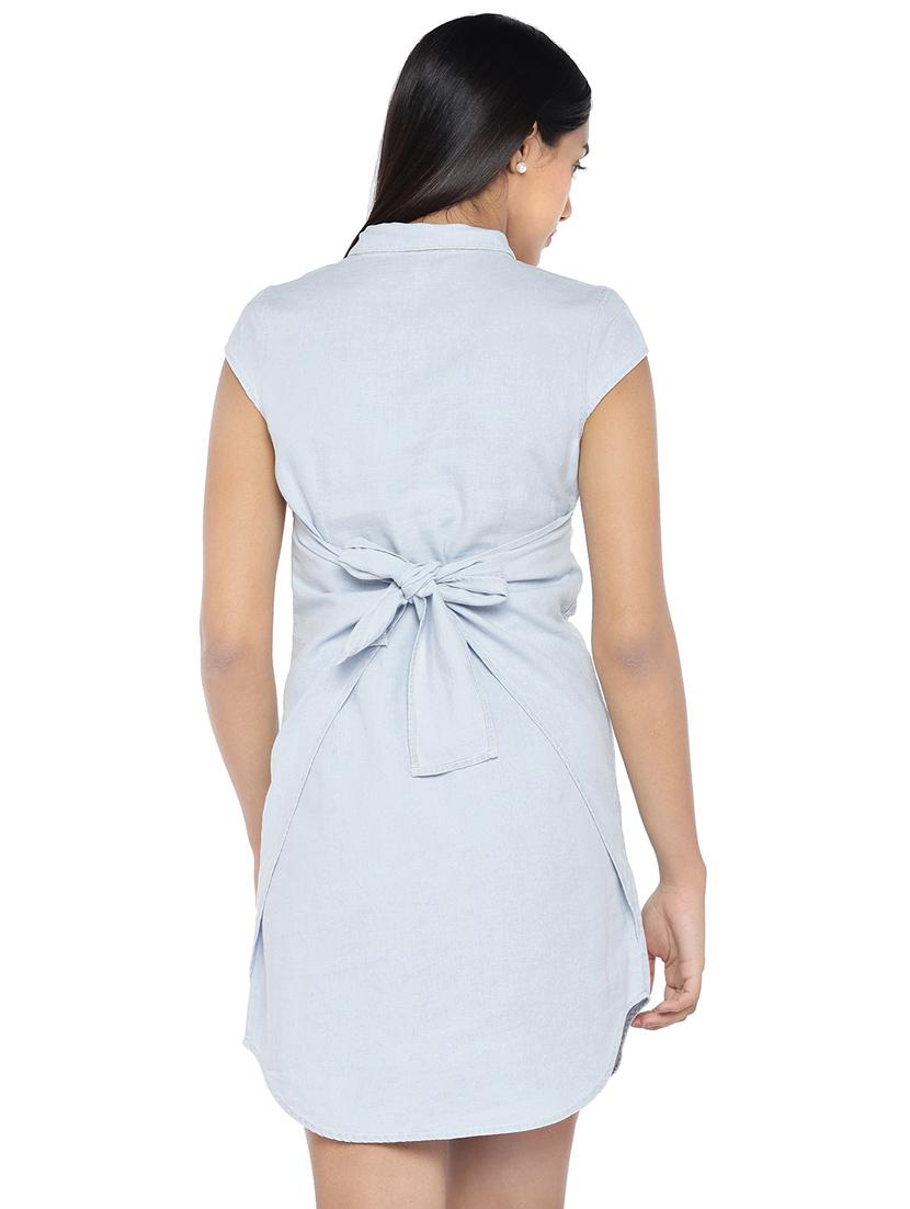 tie back solid shirt dress - 16889922 - Zoom Image - 3
