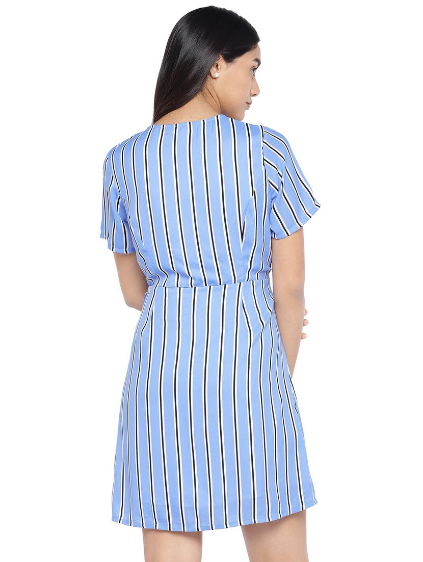 overlap neck striped wrap dress - 16889924 - Zoom Image - 3