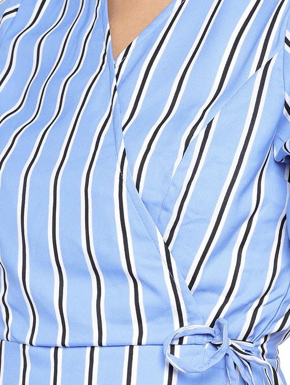 overlap neck striped wrap dress - 16889924 - Zoom Image - 5