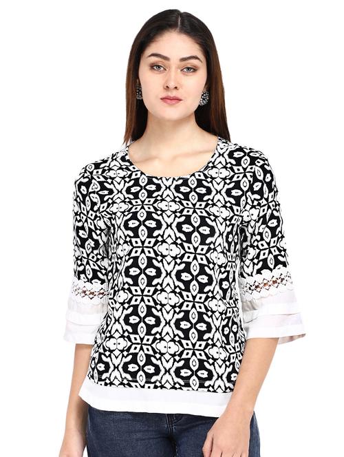 round neck printed top - 16890114 - Very Small Image - 1