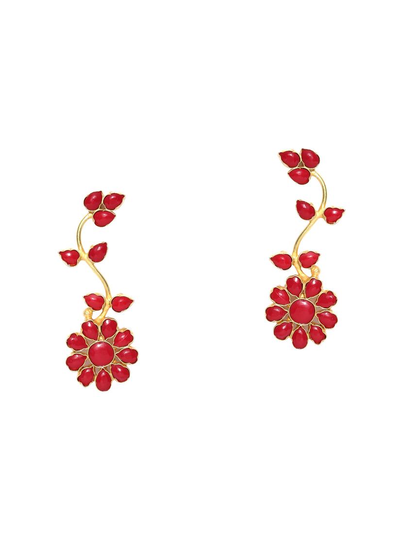 gold brass drop earring - 16890194 - Zoom Image - 2