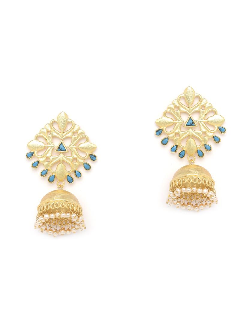 blue metal jhumka earring - 16890196 - Zoom Image - 1