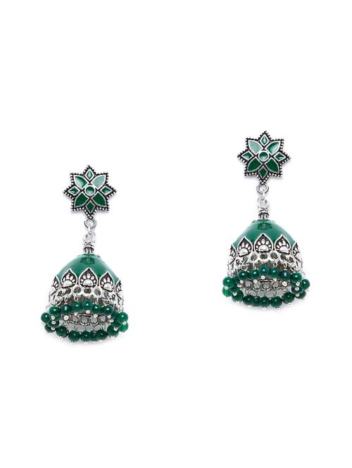 green brass jhumka earring - 16890197 - Standard Image - 1
