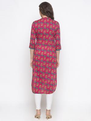 floral high-low kurta - 16890733 - Standard Image - 3